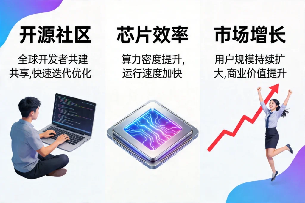 三大竞争优势：开源生态、技术效率、市场增长