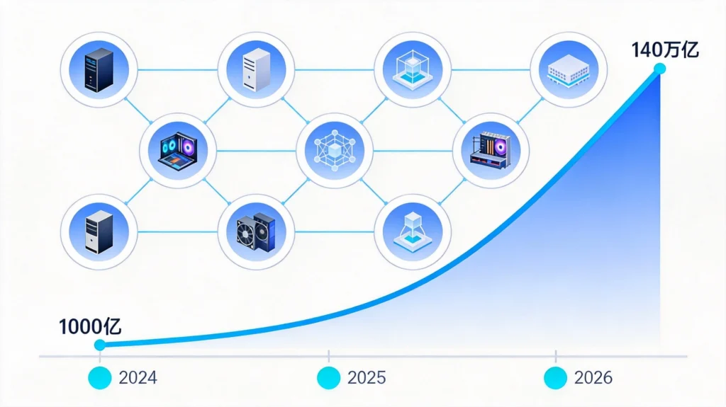 AI Token增长趋势图，两年从千亿到百万亿的指数级爆发