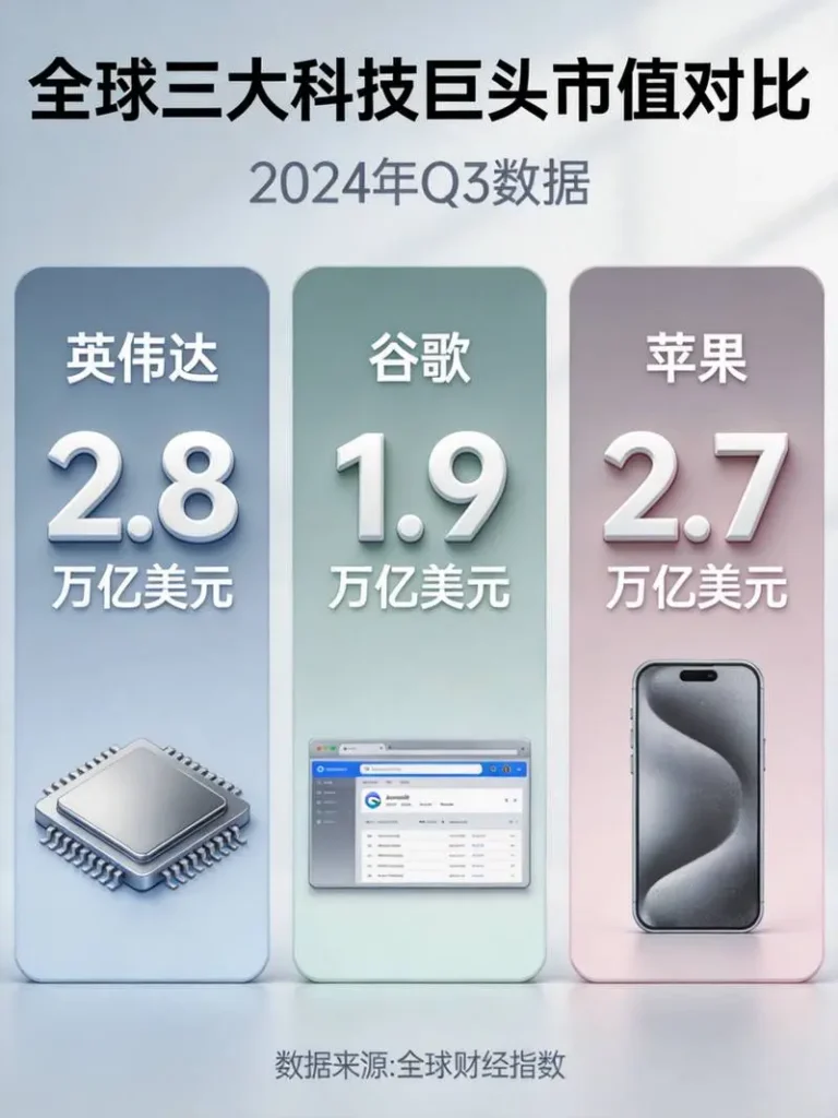 全球三大科技巨头市值对比可视化插图