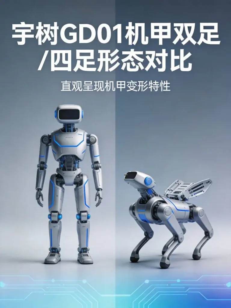 宇树GD01机甲双足与四足形态对比图
