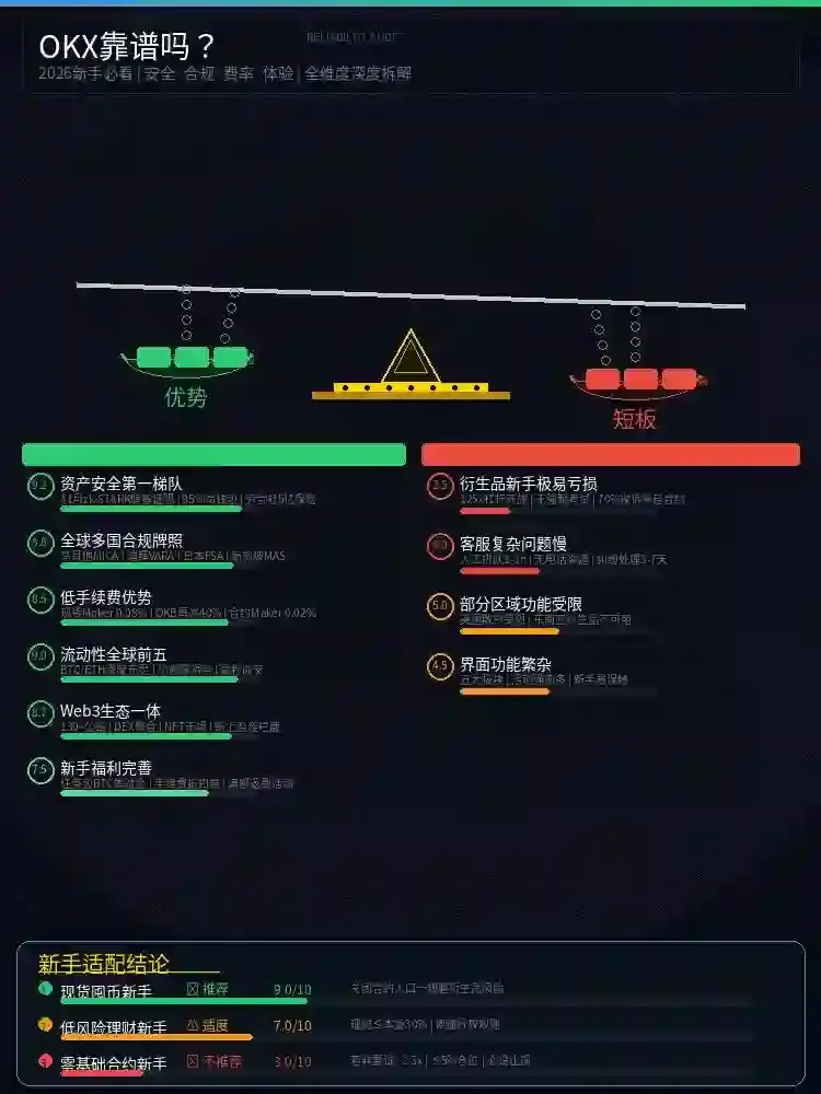 问答科普：OKX靠谱吗？新手投资者必看的平台优缺点分析（2026最新实测）