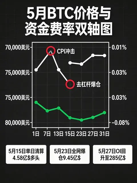 BTC价格资金费率双轴图